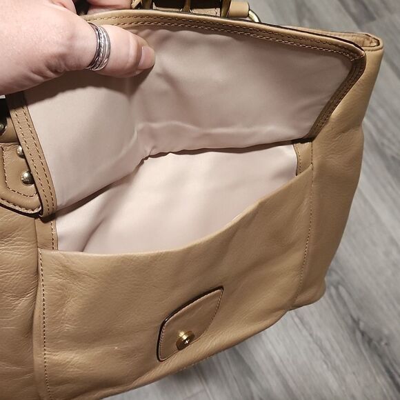 Coach Taupe Campbell Leather Belle Carryall Satchel Bag - Picture 5 of 16